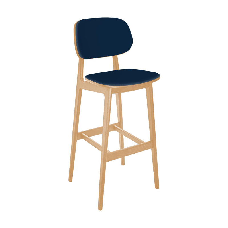  Tabouret Emma - siège et dossier rembourrés indigo Grade 4, Tanné, Indigo
