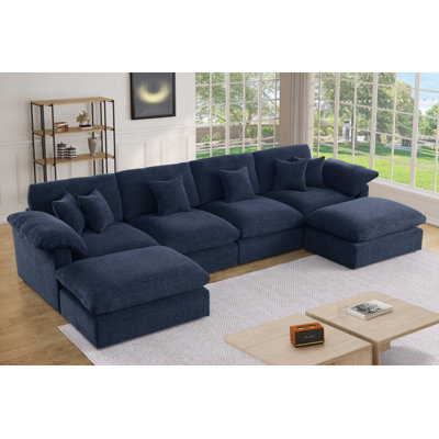 Modern Oversized 152" U-Shaped Modular Sectional Sofa Cloud Comfort with Removable Ottomans
