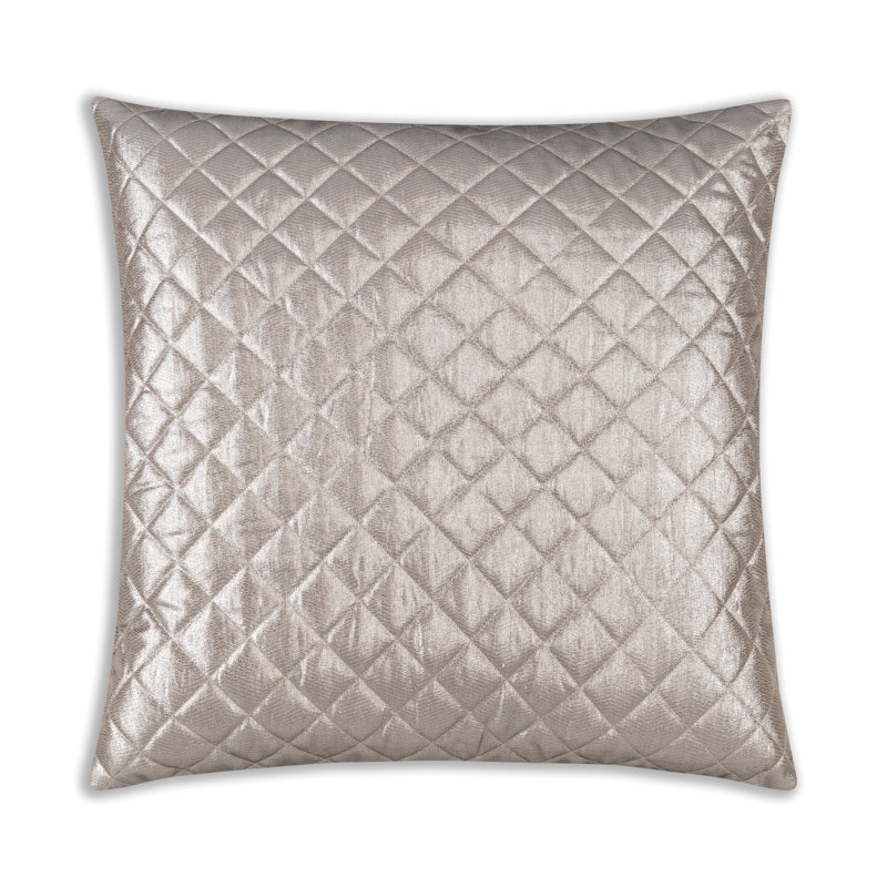 Cloud9 Design Aura Silver Quilted Decorative Linen Pillow Metallic Chevron Pattern Accent Cushion