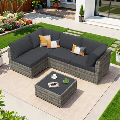 Chappotin Wicker 4 - Person Modular Patio Conversation Set with Cushions