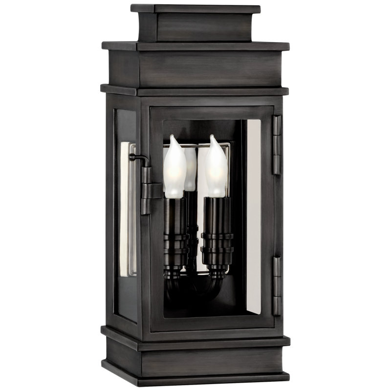 Chapman & Myers Linear Mini Wall Lantern, Bronze, 12" H x 5" W x 5" D