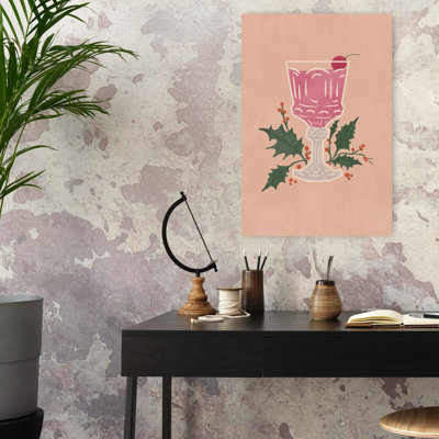 Art mural hivernal rose cerise rose cocktail