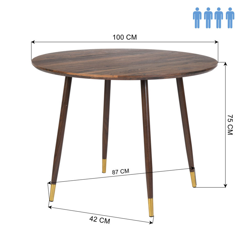 Aminur Round Metal Base Dining Table, 75 x 100 x 100cm