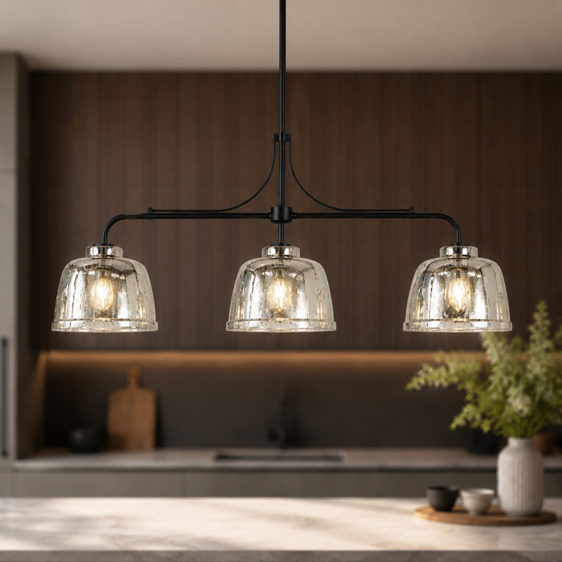 Lustre suspendu linéaire en mercure 3 lumières pour salle à manger