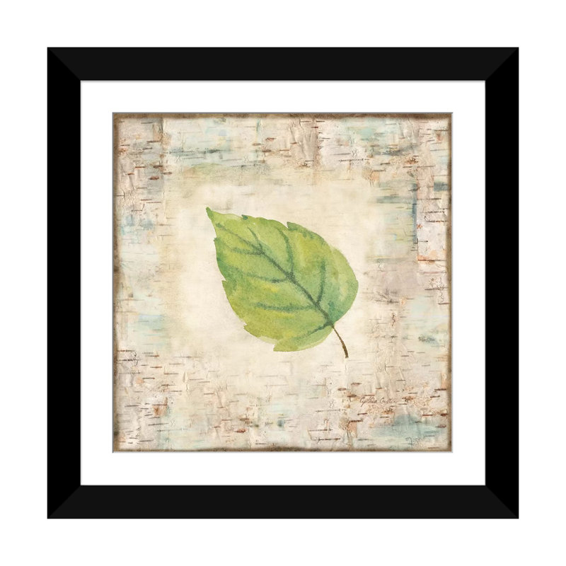 « nature walk leaves iv », impression sur toile, H 24 po x l 24 po x P 1 po, Papier d'art encadré noir, Blanc