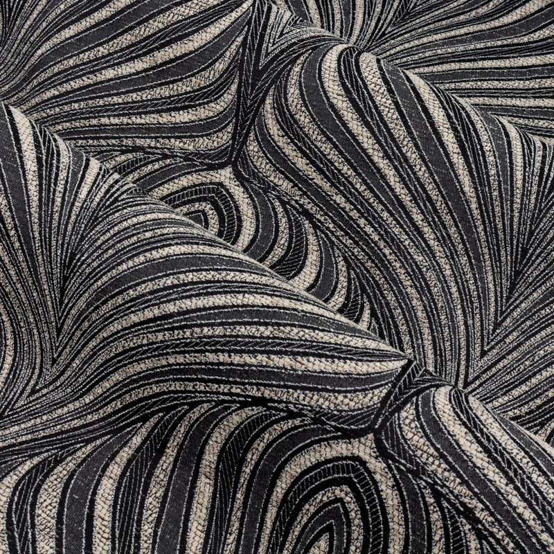 Gatsby Geometric Jacquard Eyelet Curtians, Black, 117 W x 183 D cm