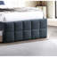 Lit double gigogne de style contemporain avec tête de lit tapissier en lin gris anthracite et lit gigogne