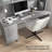 Paelynn 72” Office Desk with Hutch, Drawers, Computer Office Desk with Storage, Modern Wood, Platinum Gray-1794636231