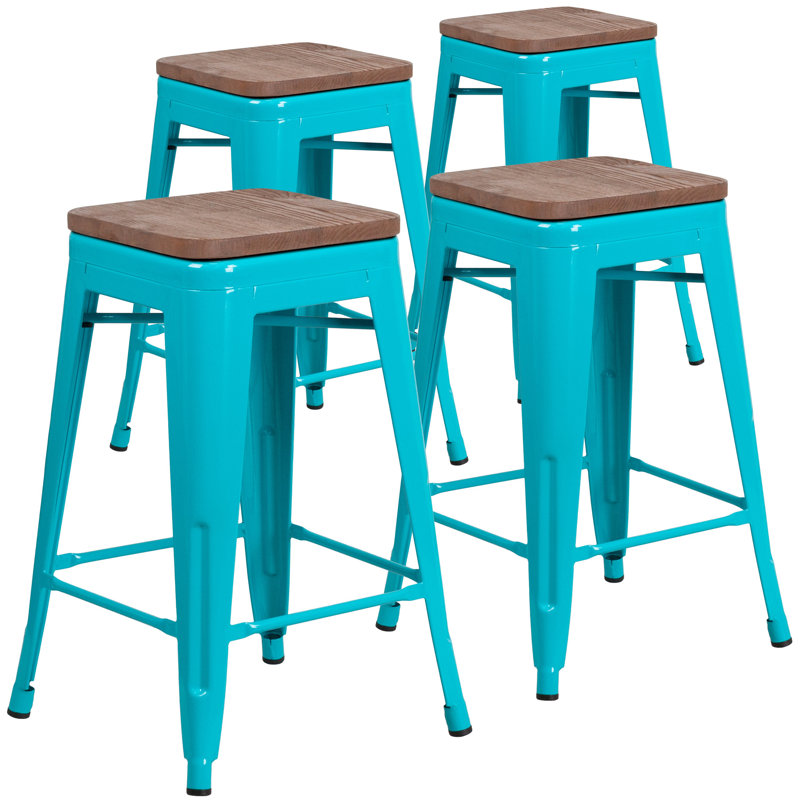 Tabouret à hauteur de comptoir 24 po Gladus, Bleu sarcelle, 4, Tabouret de comptoir (assise de 24 po de hauteur)
