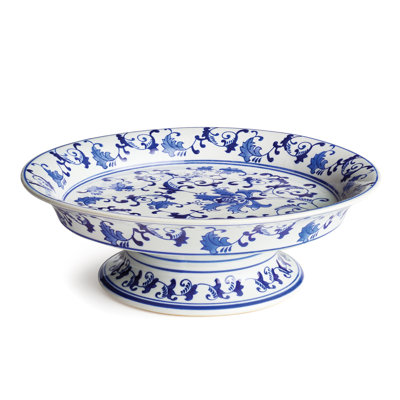 Canton Blue and White Porcelain Chinoiserie Floral Decorative Plate