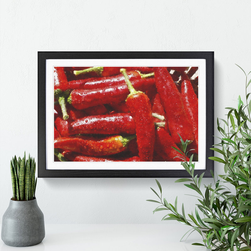 Red Chilli Peppers - Framed Print, Black Framed, 27cm H x 36cm W x 2cm D