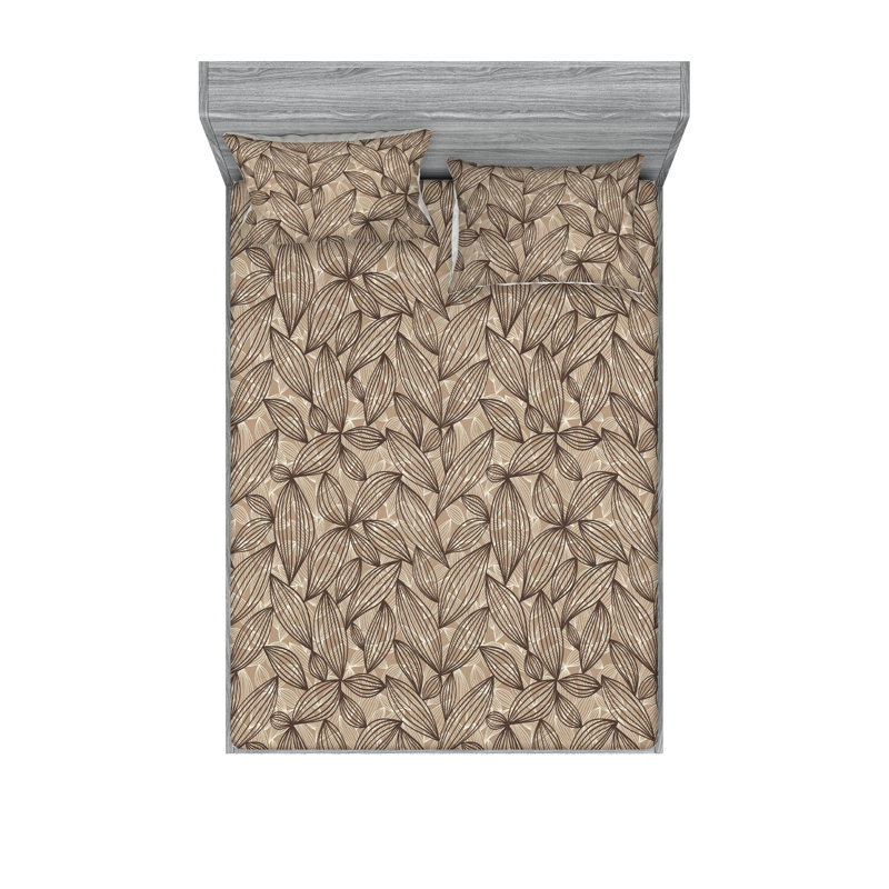 Drap-housse et taies décoratives 3 pièces Ambesonne, Cacao, taupe foncé, blanc / floral