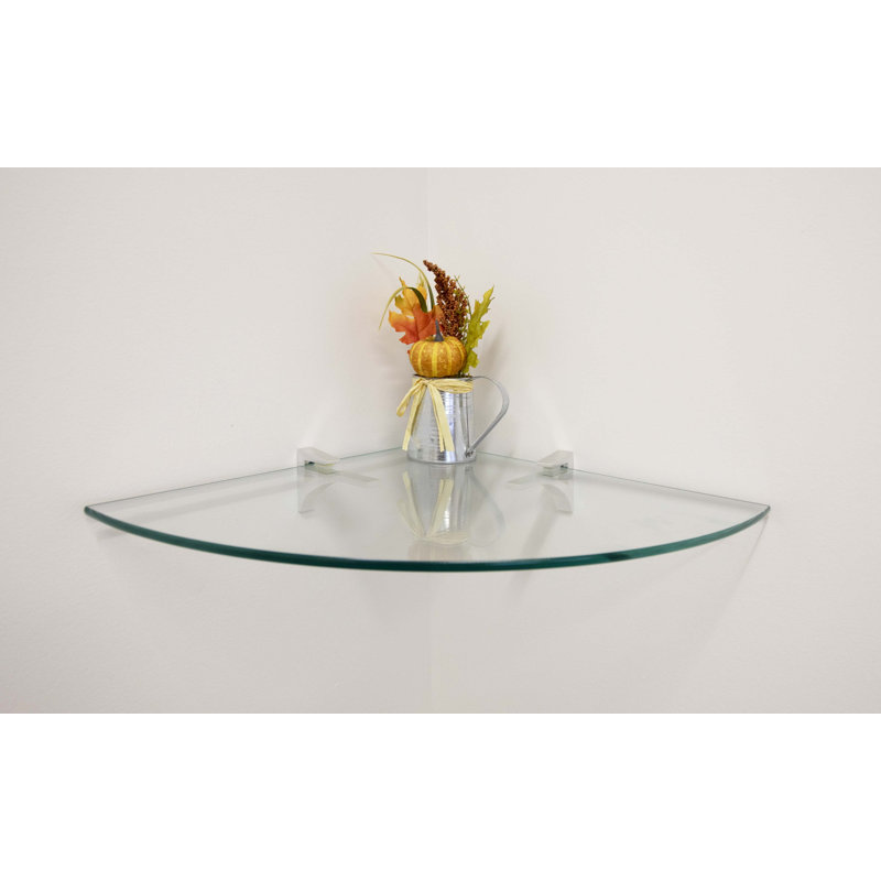 Earlham Corner Glass Corner Shelf, Chrome