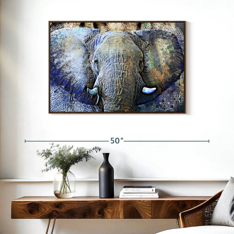 Elephant Tree, 37" X 25", Floating Frame Walnut