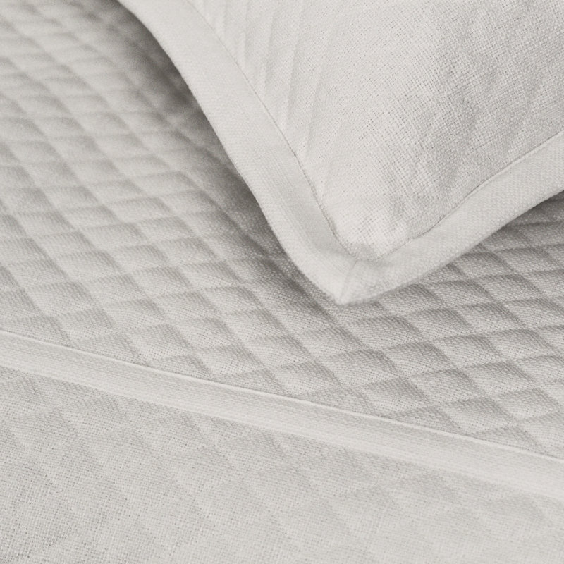 Faux Flax Coverlet Set , Ivory, King Coverlet + 3 Euro Shams