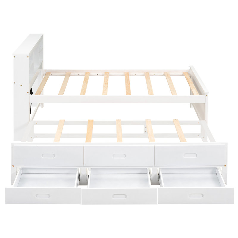 Tête de lit simple avec rangement et tête de lit avec 3 tiroirs - Structure solide en bois massif, White