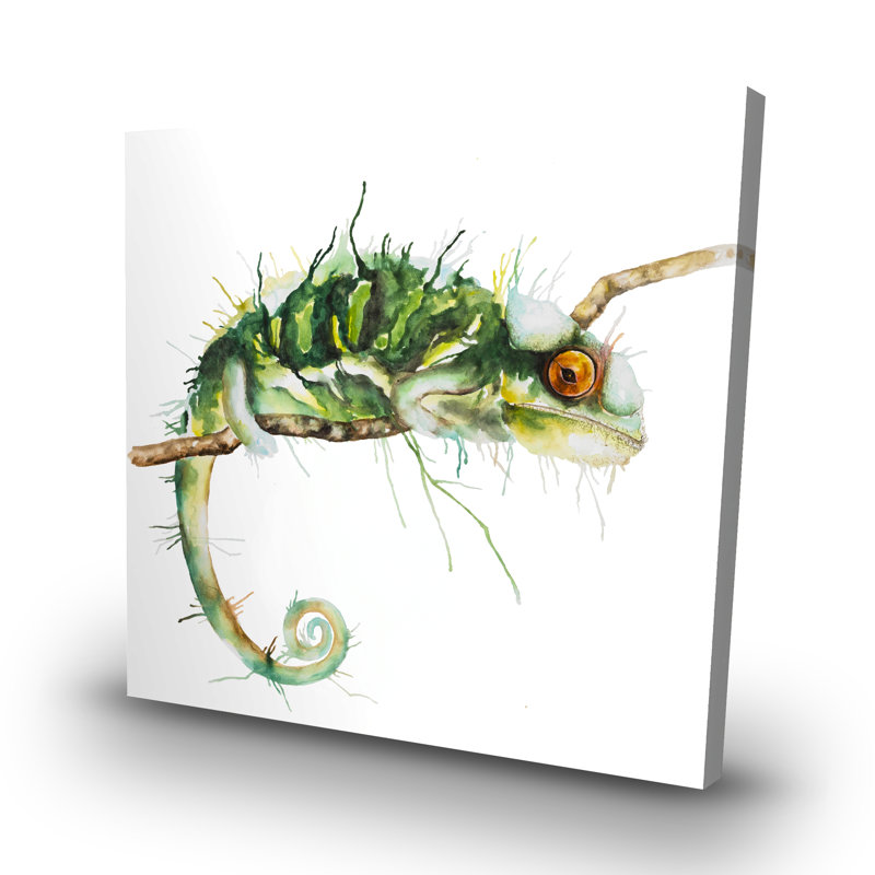 Chameleon on the lookout - 32"x32" art on canvas
