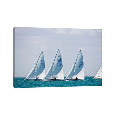 Sailboats In Bacardi Star Regatta, Miami, Florida, USA - Wrapped Canvas Print