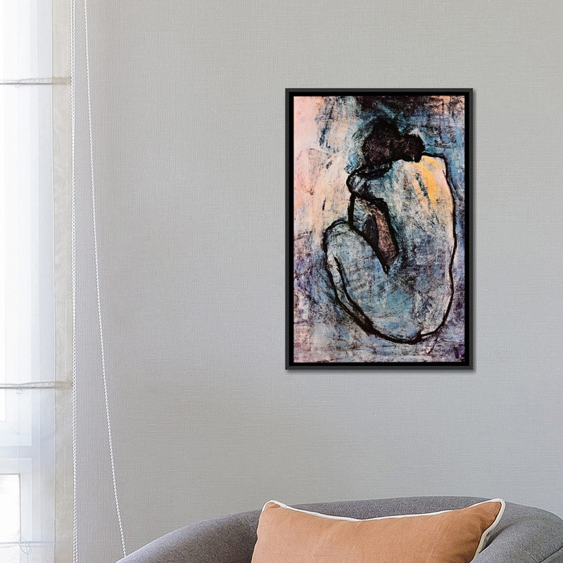 « blue nu » par pablo picasso-impression, Toile avec cadre noir, H 26 po x l 18 po x 1,5 po