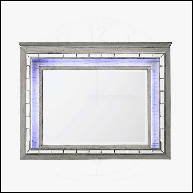 Antares Light Gray Oak Finish Mirror W/Led
