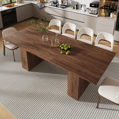71"-95" Extendable Dining Table For 6-12 Person, Extra Long Farmhouse Wood Kitchen Table With Storage Drawers, Heavy Duty Legs