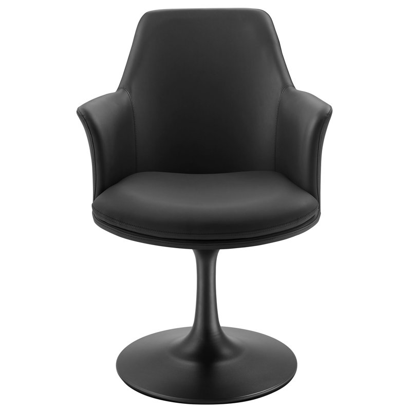 Lippa Vegan Leather Swivel Dining Armchair, Black, Black