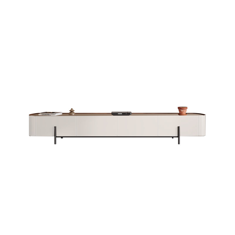 Meuble télé moderne de style nordique, 94.49", Crème / Griege