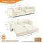 Canapé-lit de 226 cm, canapé-lit gigogne 3 en 1, canapé-lit convertible 4 places, canapé Chesterfield capitonné en velours avec 3 coussins décoratifs, beige-1575042857