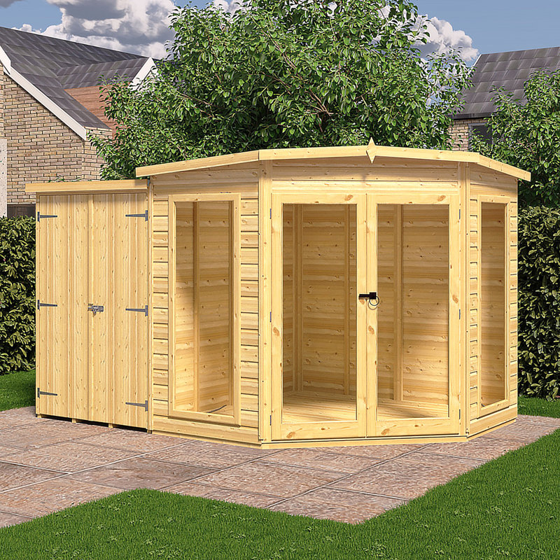 Shire Barclay Corner Summerhouse With Side Shed 7 Ft X 11 Ft