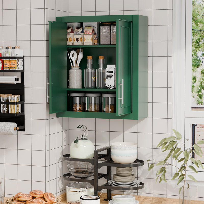 Armoire de cuisine murale 26 po H avec tablettes réglables, L 22 po x H 26 po, Forest Green
