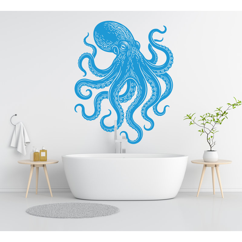 Adhésif décoratif pieuvre - Sea Animal vinyle autocollant, décoration de salle de bain art 291DRE, 22x28 inches, Lilac
