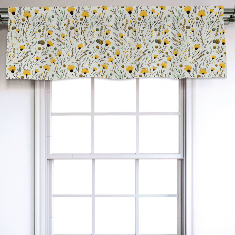 Sateen Floral Ruffled Window Valance
