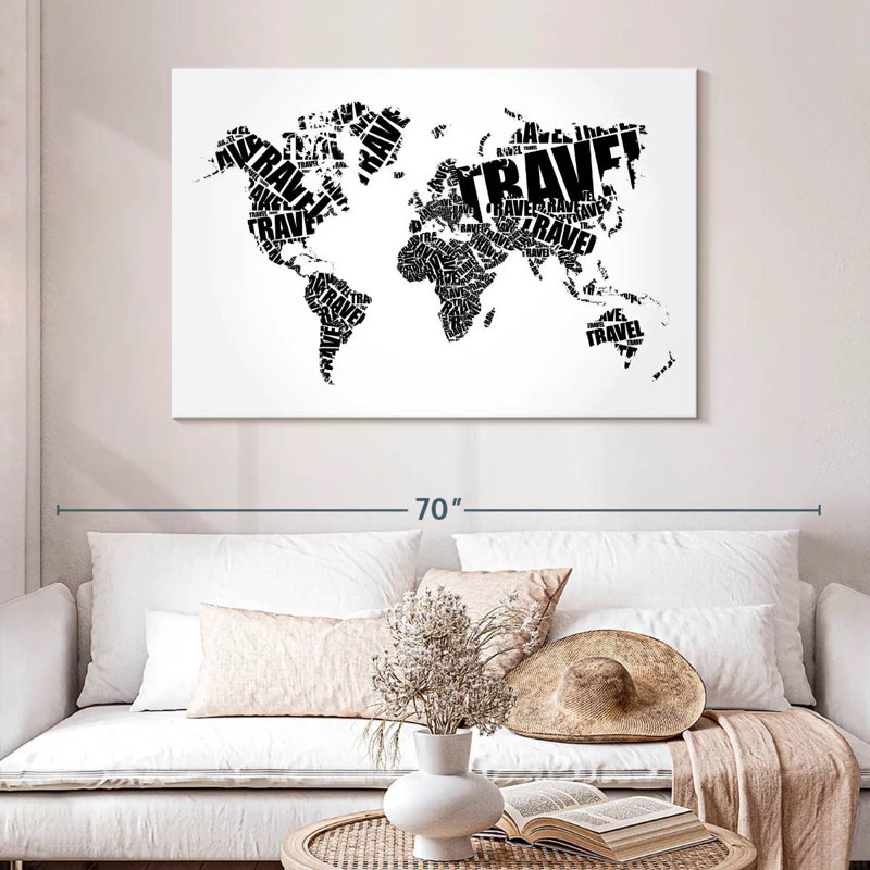 Aliaz Travel Word Cloud Map, 32" H x 48" W
