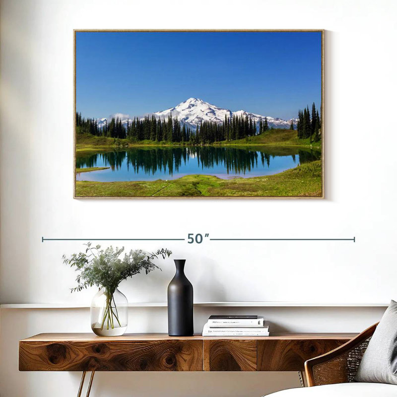Mont Rainier, petite lagune, Cadre flottant en bois naturel, 40 po x 27 po