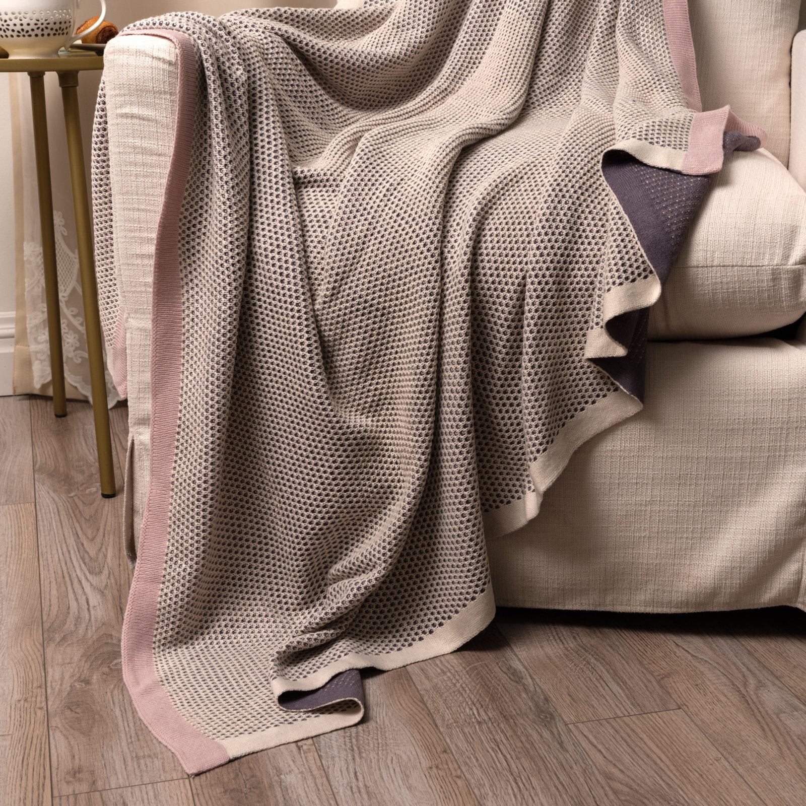 Hand Woven Throw Blanket, Pink