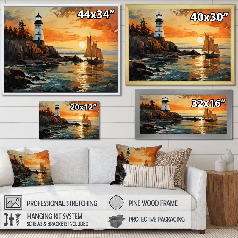 «Coastalport Port Of Tranquility IV», reproduction d'art sur toile, Encadrement doré, H 12 po x l 20 po x P 1 po