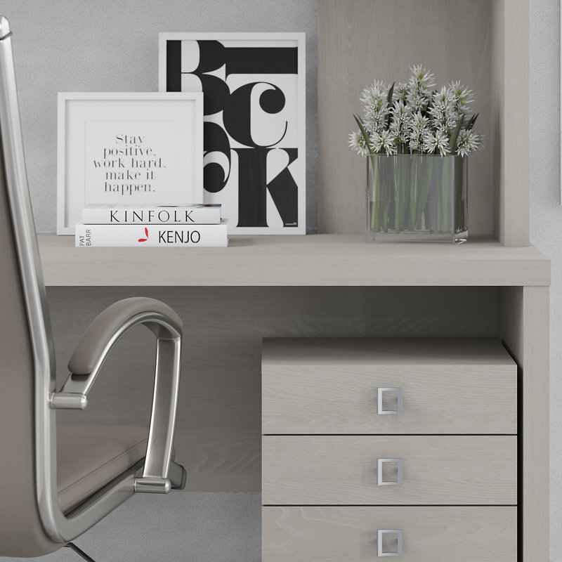 Ensemble de bureau avec huche 5 pièces Echo Front, Sable gris