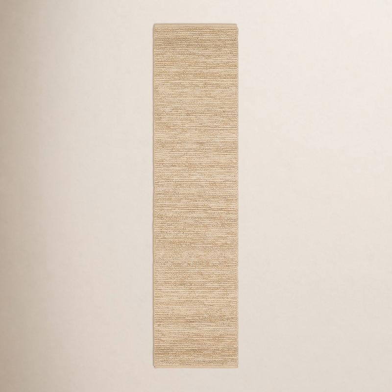 Tapis ivoire tissé à la main Khaja, Tapis de couloir 3 pi x 12 pi