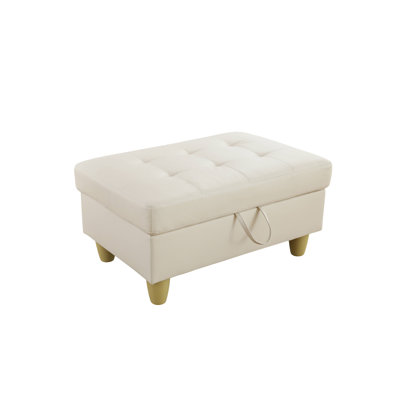 Beesley 103.5" Wide Faux Leather Sofa & Chaise with Ottoman