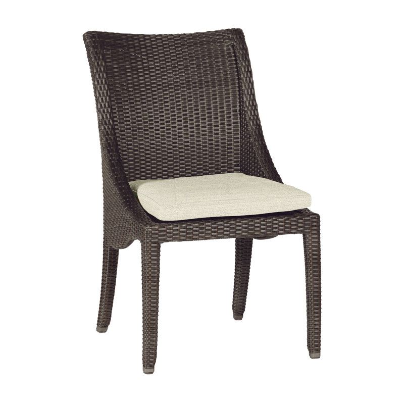 Athena Patio Dining Side Chair with Cushion, Black Walnut, No Welt, Intermix Bark