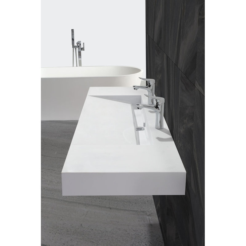 ADM Bathroom 18.9'' Resin Square Bathroom Sink, Matte/White