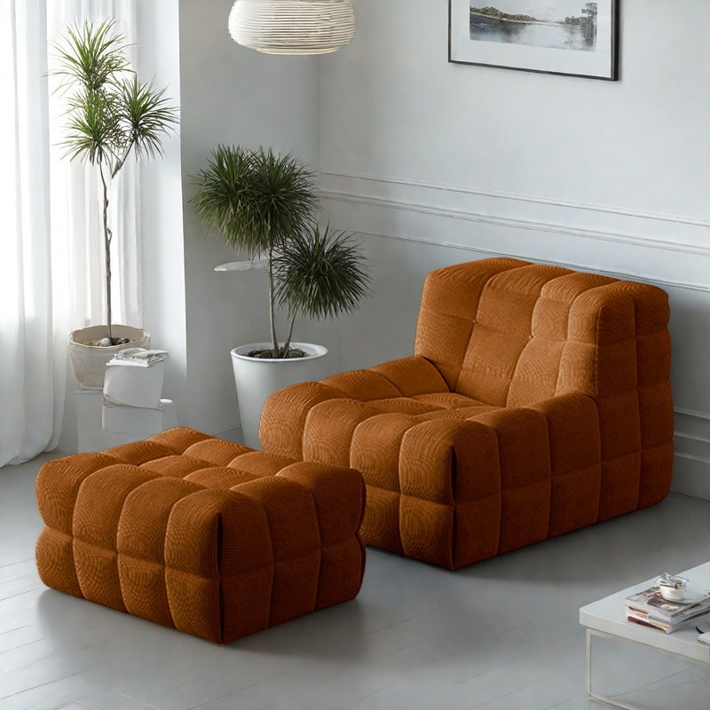 Retro Lazy Sugar Sofa, Brown Corduroy