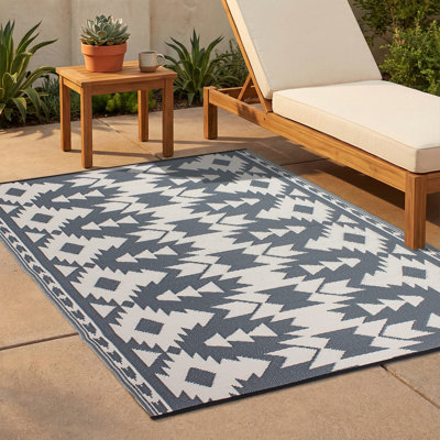 Outdoor Rug Plastic Straw Rug Waterproof Patio Larkynn Gray