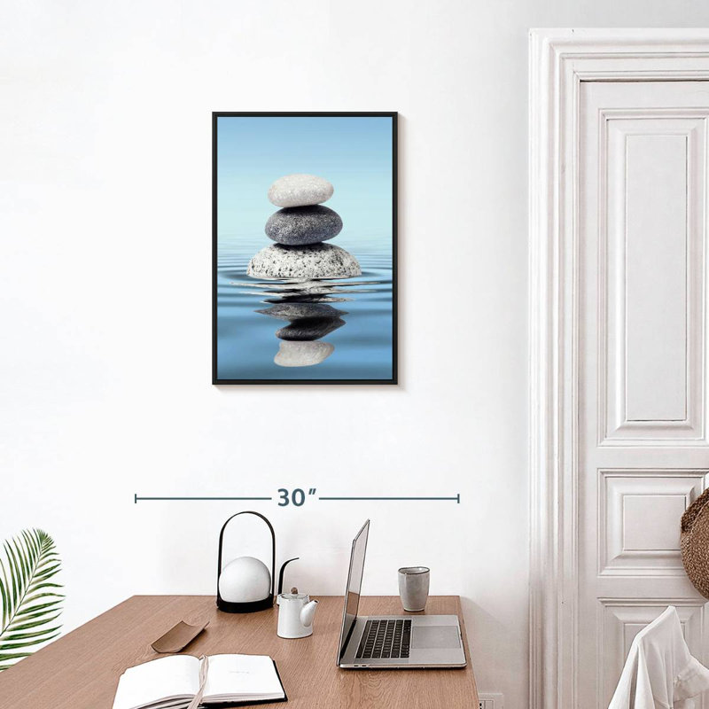 Ondulations zen, Cadre flottant noir, 17 po x 25 po