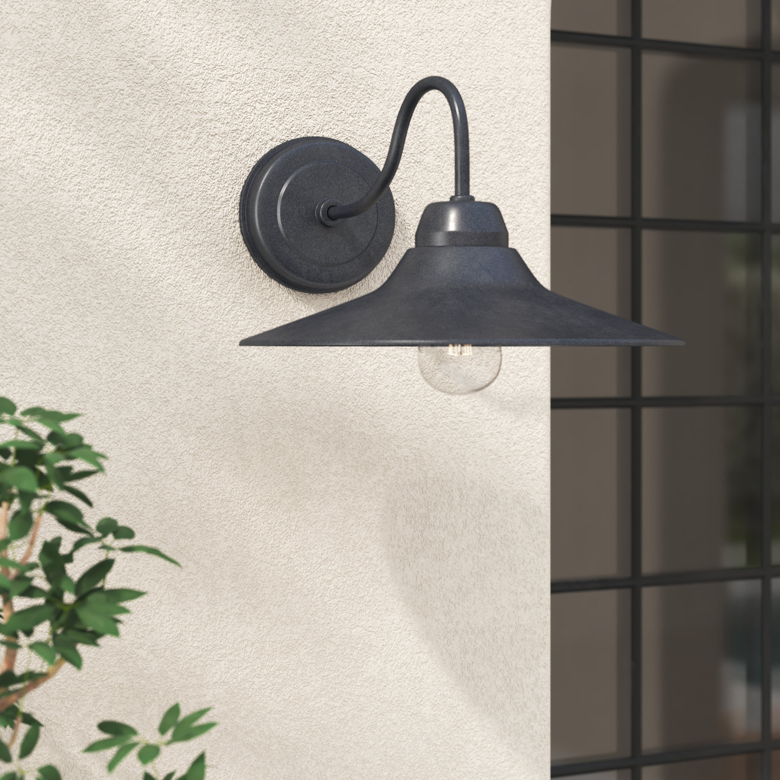 Bridgette Single Light Bell Outdoor Aluminum Wall Light, Black
