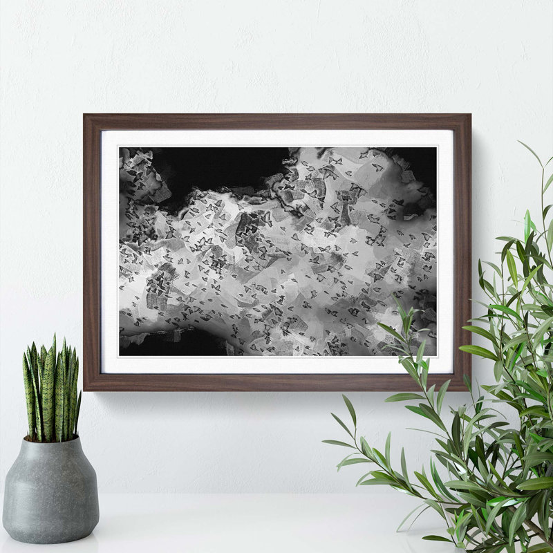 Birds on the Move in Abstract - Picture Frame Graphic Art Print, 36cm H x 48cm W x 2cm D, Walnut Framed