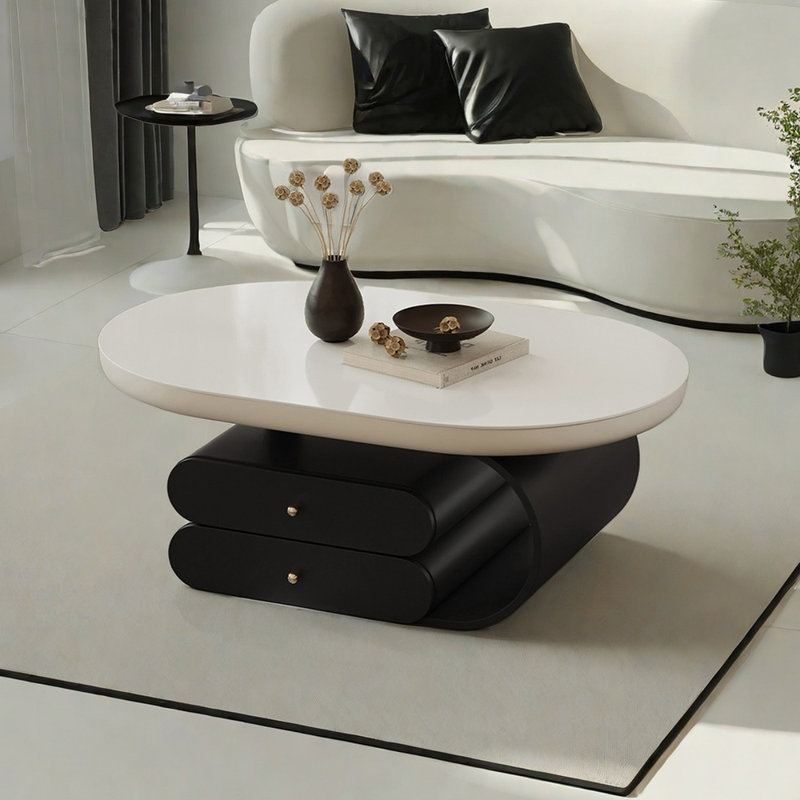 Oval Coffee Table Ergonomic Design, 16.53" H x 43.3" L x 27.55" W