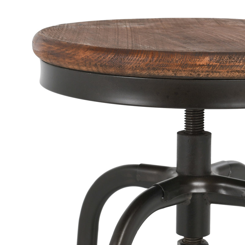 Swivel Solid Wood Adjustable Height Stool, Black