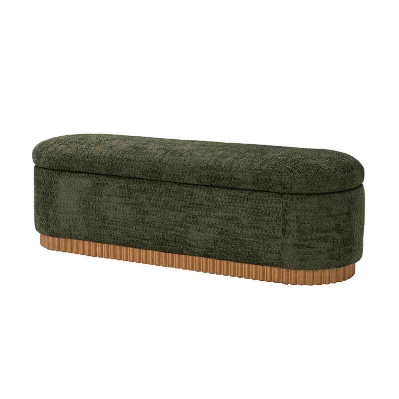 Banc d'entrée moderne en boucle, entièrement assemblé, avec plateau rabattable et rangement intégré, base en bois massif cannelée, largeur 147 cm (57,75 po).