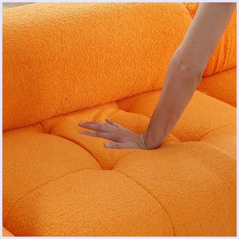 Modular Sectional Sofa, Button Tufted Designed And Diy Combination,L Shaped Couch With Reversible Ottoman, Orange Polyester